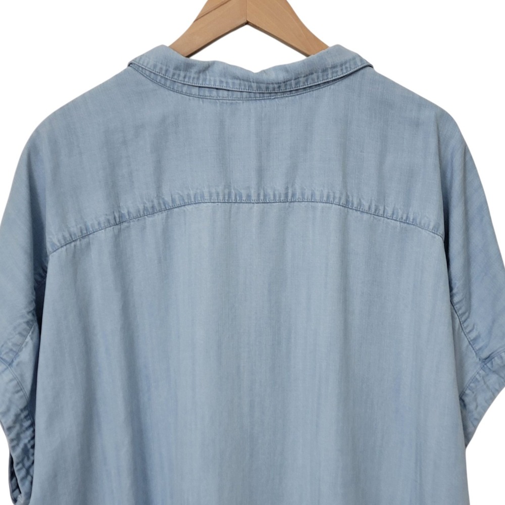 Soft Surroundings Top Womens 3X Blue Chambray Je Veux Tencel Shirt Button Up - Picture 7 of 10